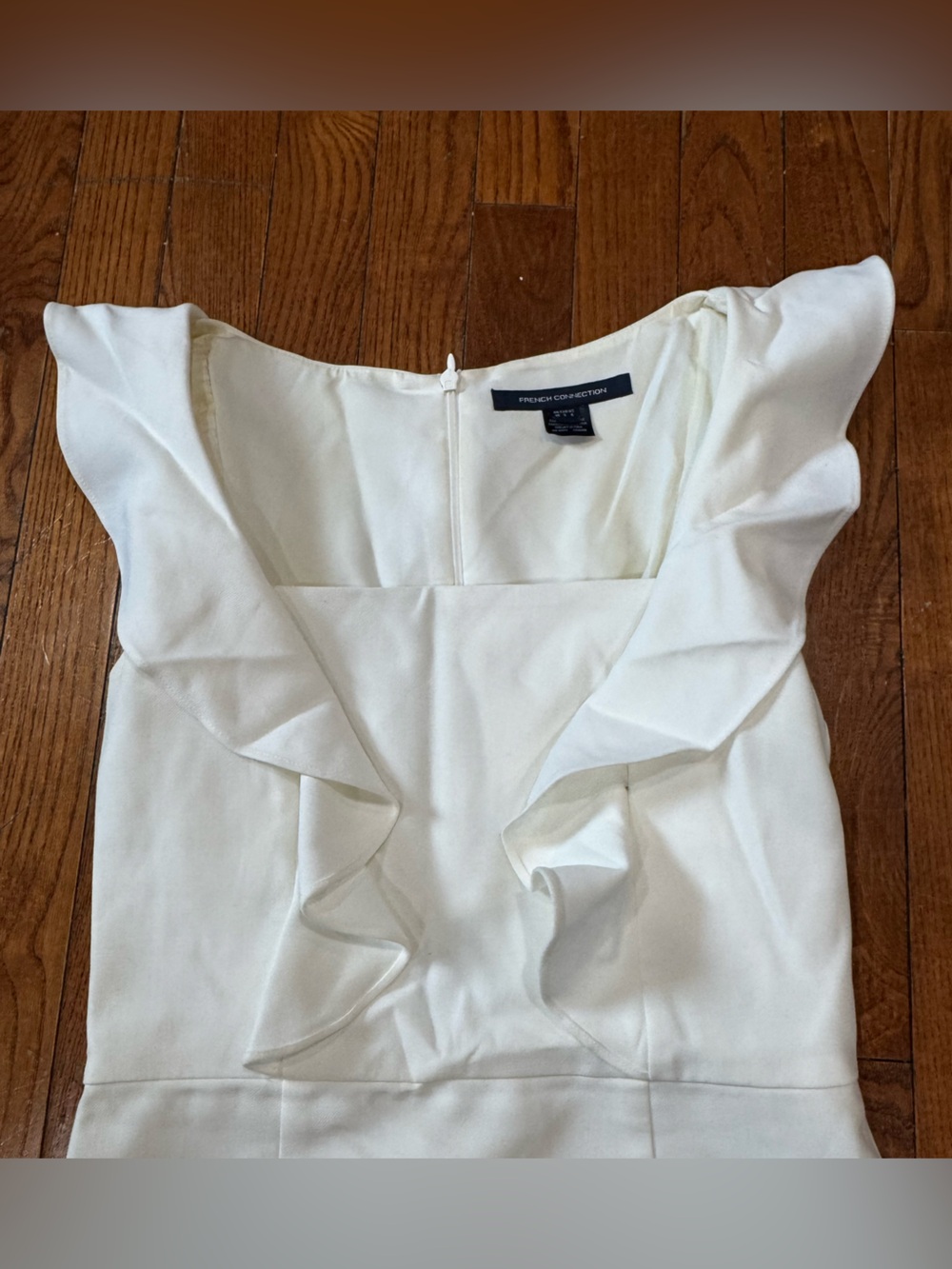 French Connection White Ruffle Sleeve A-Line Dress - Picture 3 of 9